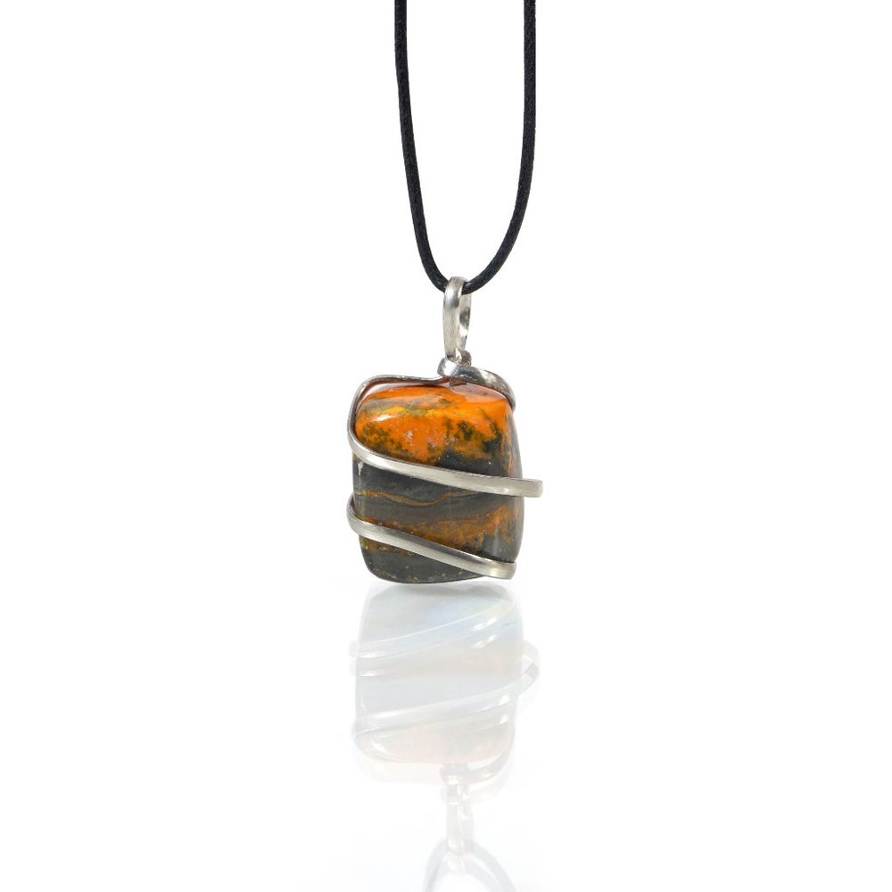 Handmade Bumblebee Jasper Pendant Necklace: Ethically Sourced & Pure Gemstone